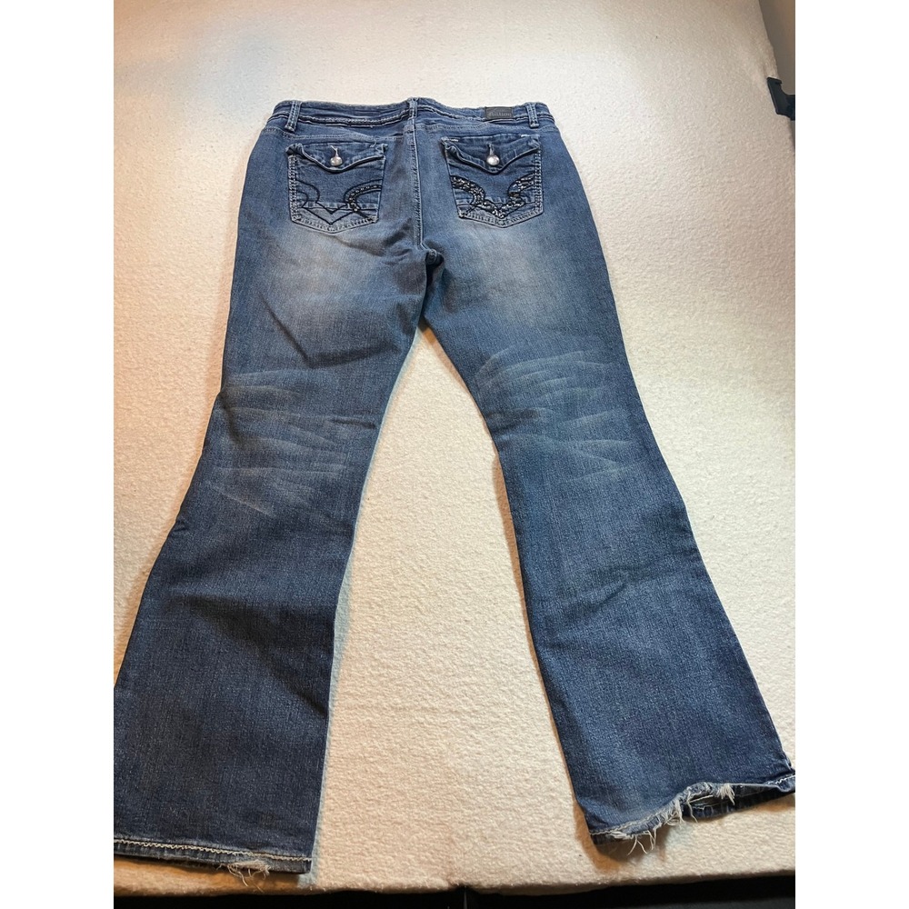 Love Nation Womens Size 16 Medium Wash Bootcut Denim Jeans Contrast Stitching - Picture 2 of 8
